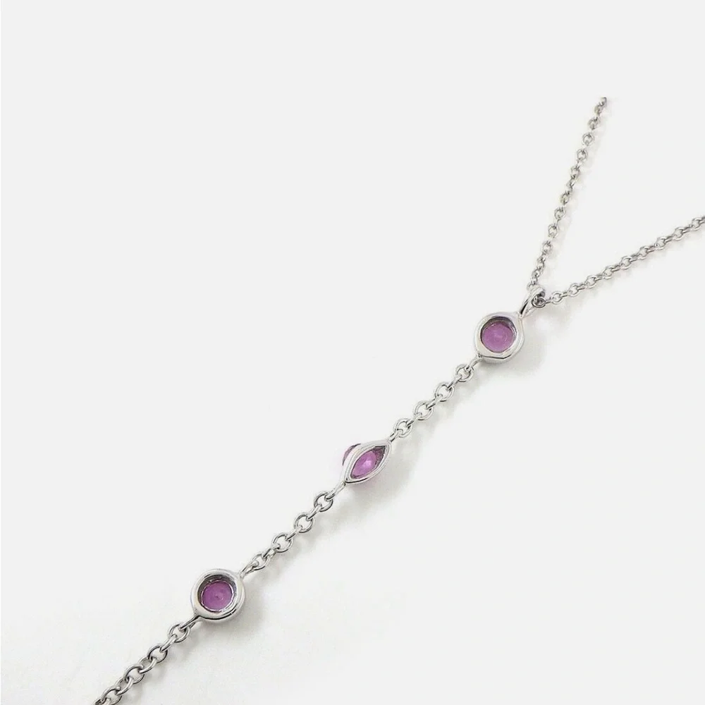 Tiffany & Co. 18k White Gold Pink Sapphire Drop Pendant - Picture 7 of 7